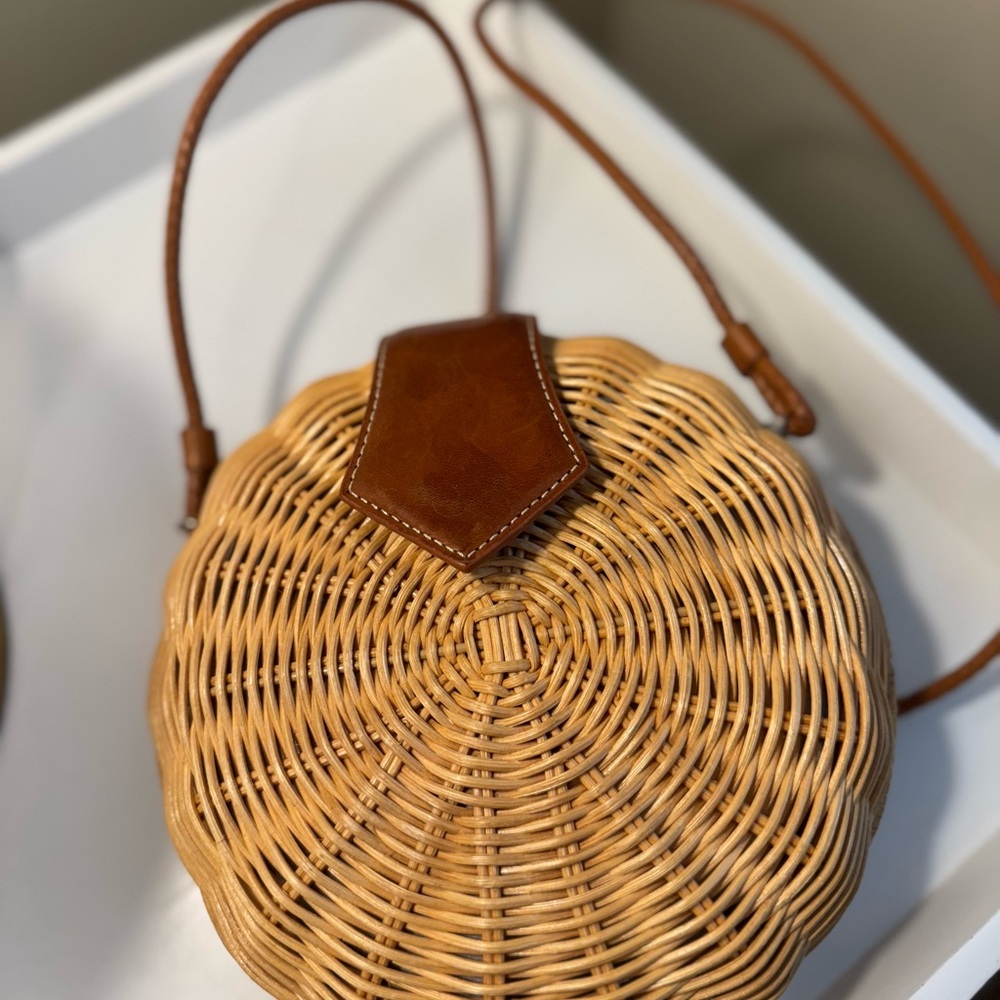 J. McLaughlin Tan and Brown Crossbody Bag with Leather Accents